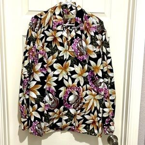 Ukulele Aloha Shirt – Black Button Down Long Sleeve size medium